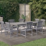 vidaXL Set mobilier de grădină, 9 piese, lemn masiv de acacia vidaXL Set mobilier de grădină, 9 piese, lemn masiv de acacia