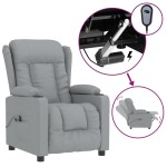 vidaXL Fotoliu rabatabil electric, gri deschis, textil