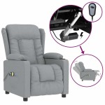 vidaXL Fotoliu de masaj electric rabatabil, gri deschis, textil
