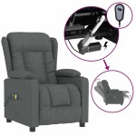 vidaXL Fotoliu de masaj electric rabatabil, gri închis, textil