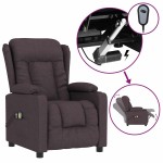 vidaXL Fotoliu de masaj electric, maro închis, material textil
