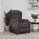vidaXL Fotoliu de masaj electric, maro închis, material textil