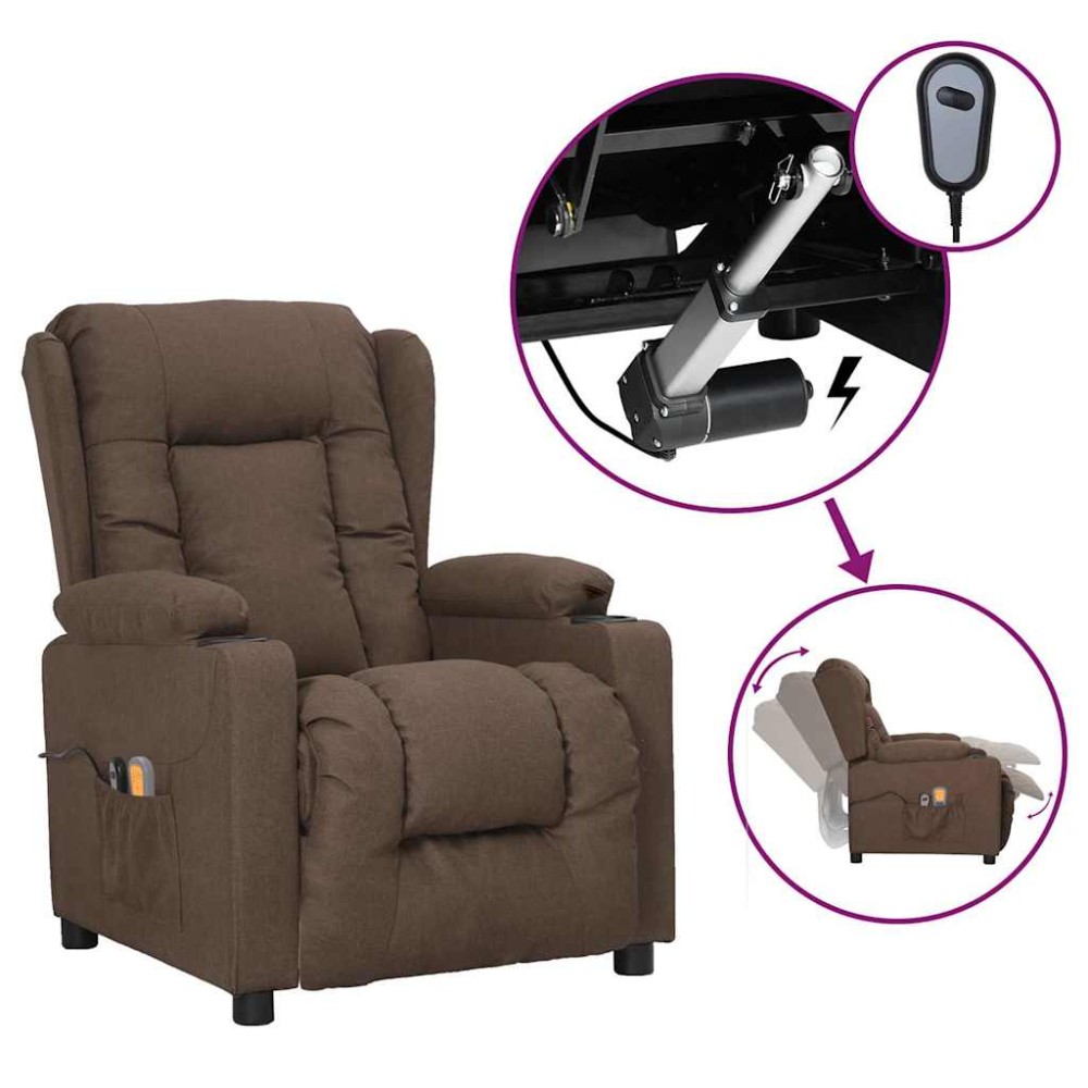 vidaXL Fotoliu de masaj electric rabatabil, gri taupe, textil