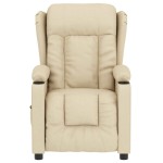 vidaXL Fotoliu de masaj electric rabatabil, crem, textil