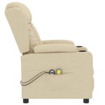 vidaXL Fotoliu de masaj electric rabatabil, crem, textil