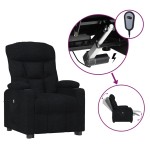vidaXL Fotoliu rabatabil electric, negru, material textil