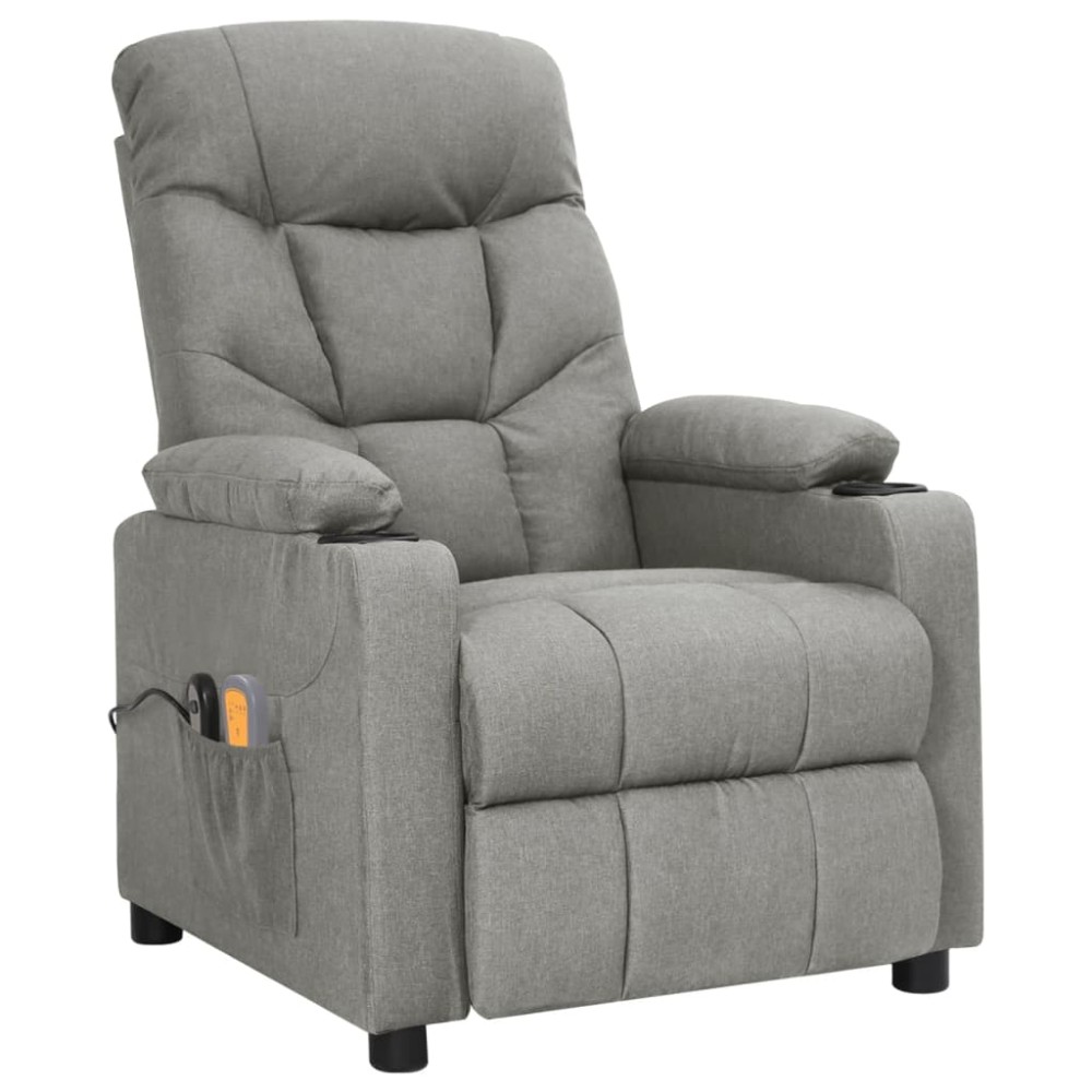 vidaXL Fotoliu de masaj electric rabatabil, gri deschis, textil
