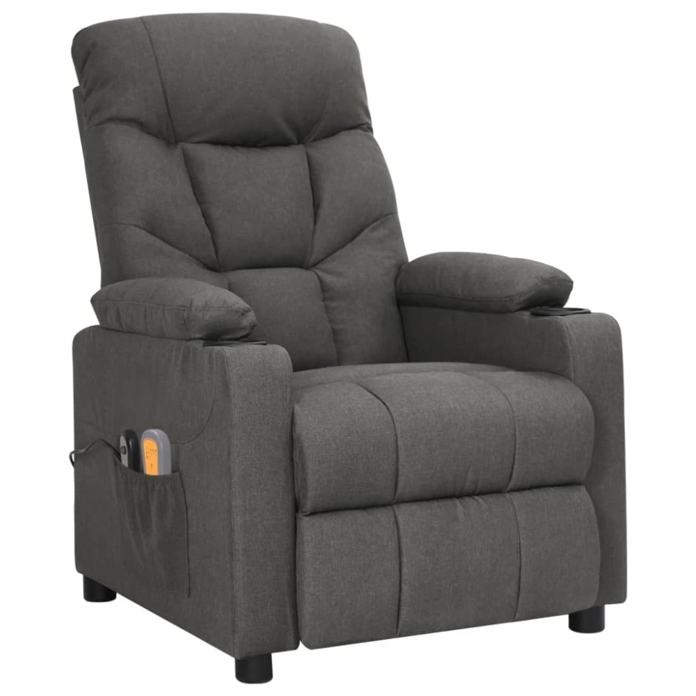 vidaXL Fotoliu de masaj electric rabatabil, gri închis, textil
