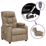 vidaXL Fotoliu de masaj electric rabatabil, gri taupe, textil vidaXL Fotoliu de masaj electric rabatabil, gri taupe, textil