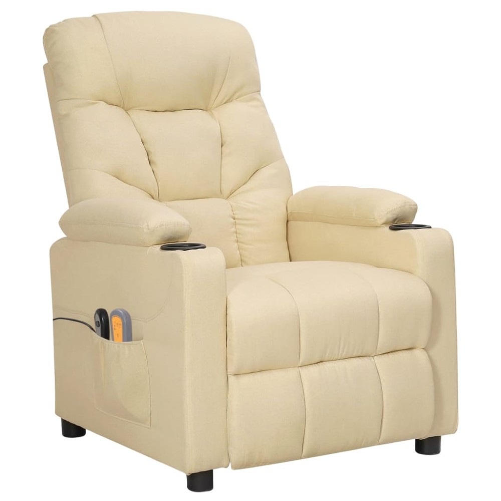 vidaXL Fotoliu de masaj electric rabatabil, crem, textil