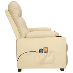 vidaXL Fotoliu de masaj electric rabatabil, crem, textil vidaXL Fotoliu de masaj electric rabatabil, crem, textil
