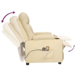 vidaXL Fotoliu de masaj electric rabatabil, crem, textil vidaXL Fotoliu de masaj electric rabatabil, crem, textil