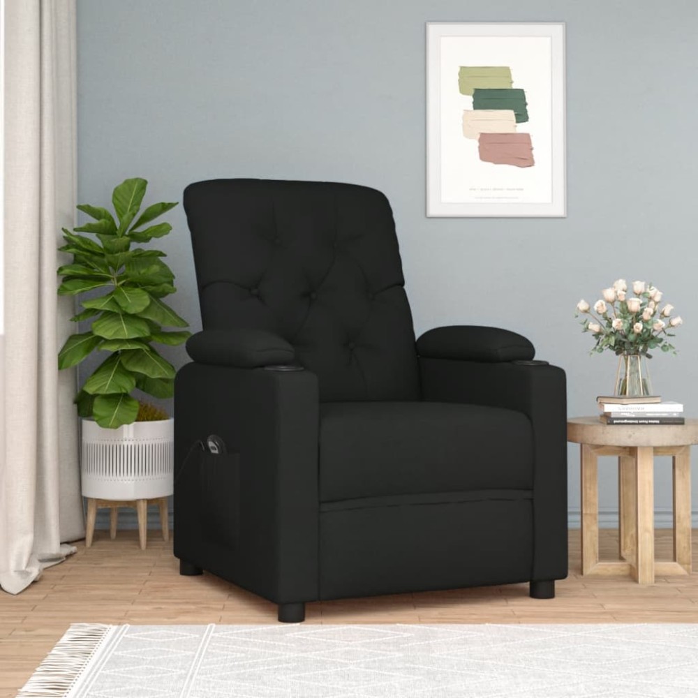 vidaXL Fotoliu rabatabil electric, negru, material textil
