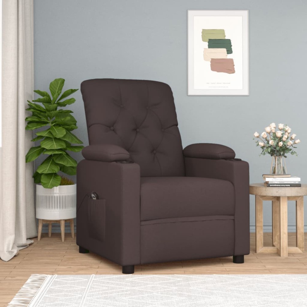 vidaXL Fotoliu rabatabil electric, maro închis, material textil