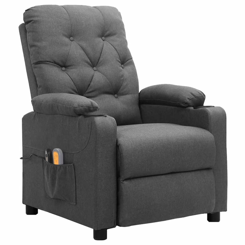 vidaXL Fotoliu de masaj electric rabatabil, gri deschis, textil