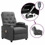 vidaXL Fotoliu de masaj electric rabatabil, gri deschis, textil vidaXL Fotoliu de masaj electric rabatabil, gri deschis, textil