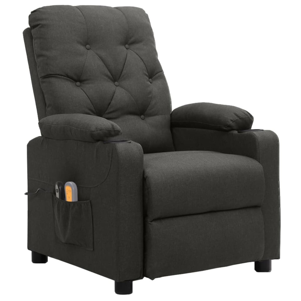 vidaXL Fotoliu de masaj electric rabatabil, gri închis, textil