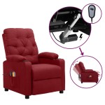 vidaXL Fotoliu de masaj electric rabatabil, roșu vin, textil vidaXL Fotoliu de masaj electric rabatabil, roșu vin, textil