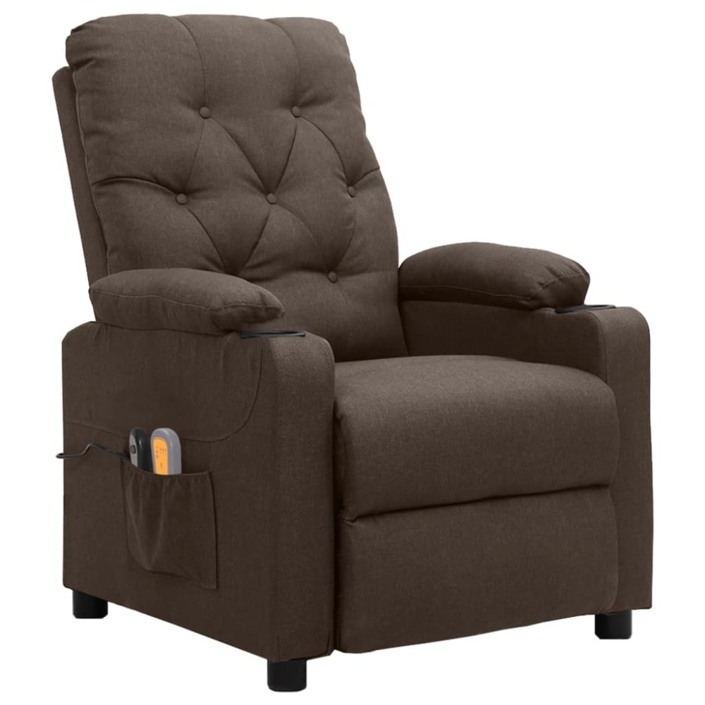 vidaXL Fotoliu de masaj electric, maro, material textil