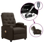 vidaXL Fotoliu de masaj electric, maro închis, material textil vidaXL Fotoliu de masaj electric, maro închis, material textil