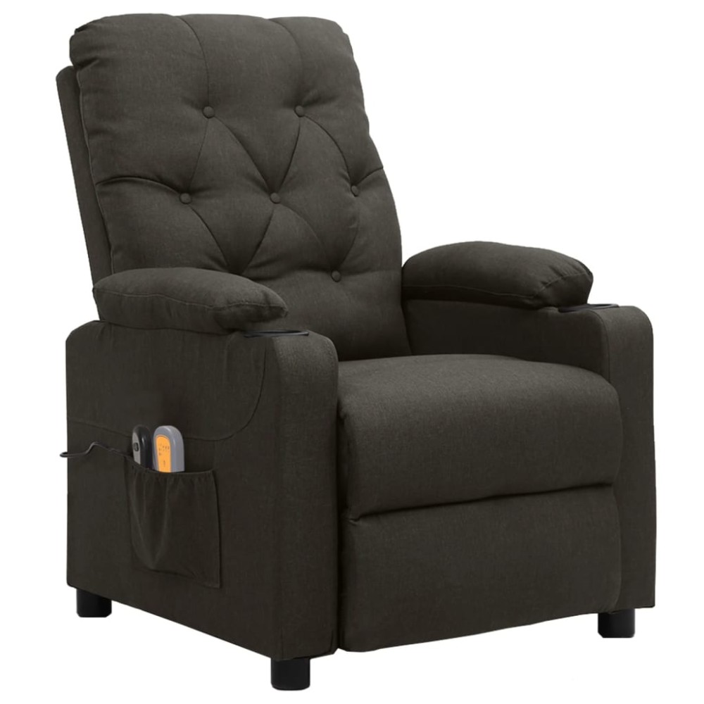 vidaXL Fotoliu de masaj electric rabatabil, gri taupe, textil