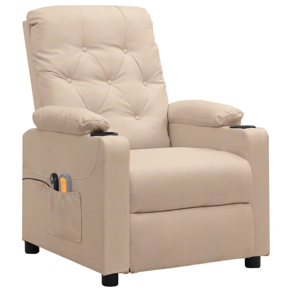 vidaXL Fotoliu de masaj electric rabatabil, crem, textil