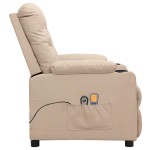 vidaXL Fotoliu de masaj electric rabatabil, crem, textil vidaXL Fotoliu de masaj electric rabatabil, crem, textil