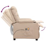 vidaXL Fotoliu de masaj electric rabatabil, crem, textil vidaXL Fotoliu de masaj electric rabatabil, crem, textil
