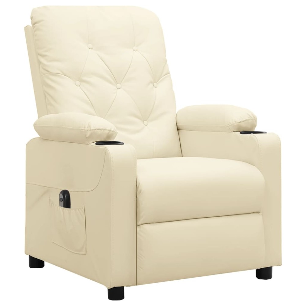 vidaXL Fotoliu rabatabil electric, crem, piele ecologică