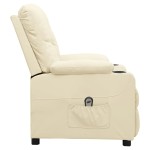 vidaXL Fotoliu rabatabil electric, crem, piele ecologică
