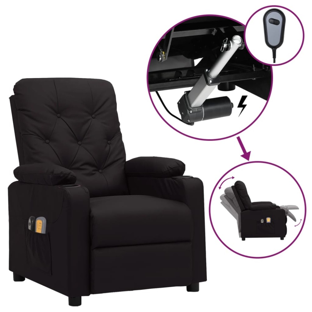 vidaXL Fotoliu de masaj electric, negru, piele ecologică