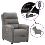 vidaXL Fotoliu de masaj electric rabatabil, gri deschis, textil vidaXL Fotoliu de masaj electric rabatabil, gri deschis, textil