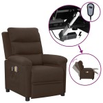 vidaXL Fotoliu de masaj electric, maro închis, material textil vidaXL Fotoliu de masaj electric, maro închis, material textil