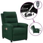 vidaXL Fotoliu de masaj electric, verde închis, material textil