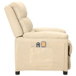 vidaXL Fotoliu de masaj electric rabatabil, crem, textil vidaXL Fotoliu de masaj electric rabatabil, crem, textil