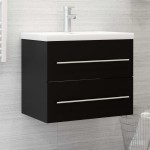 vidaXL Dulap cu chiuvetă încorporată, negru, lemn prelucrat vidaXL Dulap cu chiuvetă încorporată, negru, lemn prelucrat