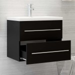 vidaXL Dulap cu chiuvetă încorporată, negru, lemn prelucrat vidaXL Dulap cu chiuvetă încorporată, negru, lemn prelucrat