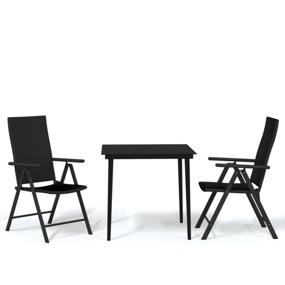 vidaXL Set mobilier de grădină, 3 piese, negru