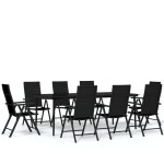 vidaXL Set mobilier de grădină, 9 piese, negru vidaXL Set mobilier de grădină, 9 piese, negru