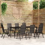 vidaXL Set mobilier de grădină, 9 piese, negru vidaXL Set mobilier de grădină, 9 piese, negru