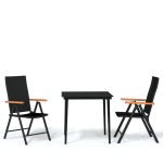 vidaXL Set mobilier de grădină, 3 piese, negru