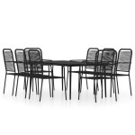 vidaXL Set mobilier de grădină, 9 piese, negru