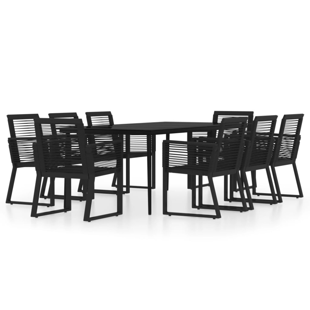 vidaXL Set mobilier de grădină, 9 piese, negru