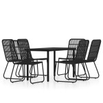 vidaXL Set mobilier de grădină, 7 piese, negru