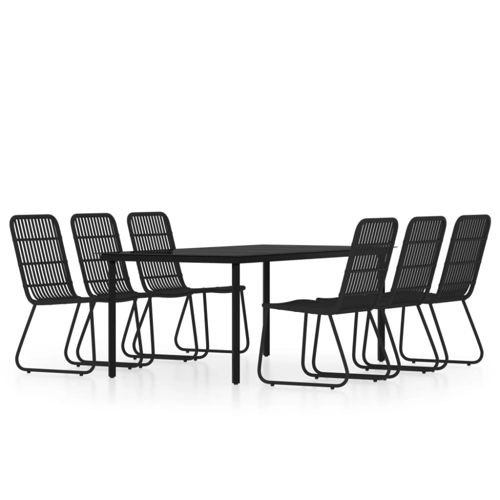vidaXL Set mobilier de grădină, 7 piese, negru