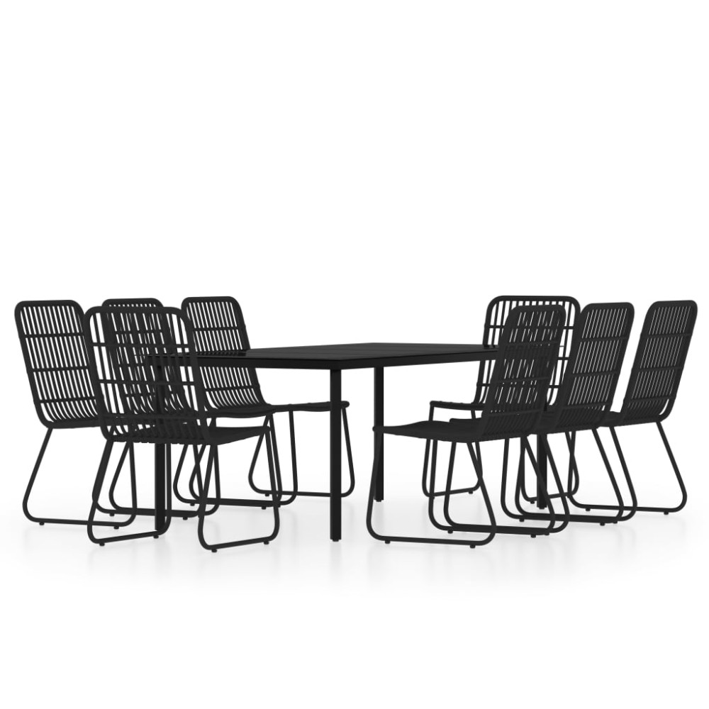 vidaXL Set mobilier de grădină, 9 piese, negru