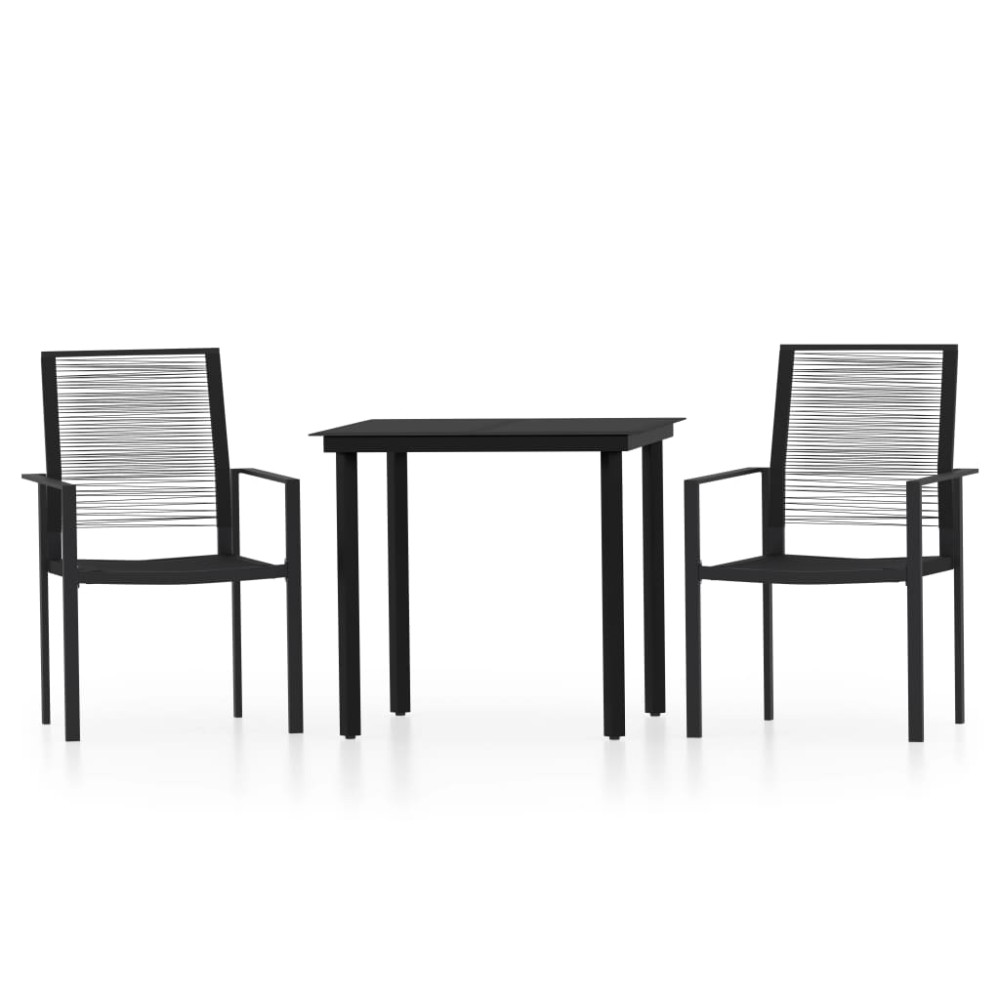 vidaXL Set mobilier de grădină, 3 piese, negru