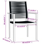 vidaXL Set mobilier de grădină, 3 piese, negru