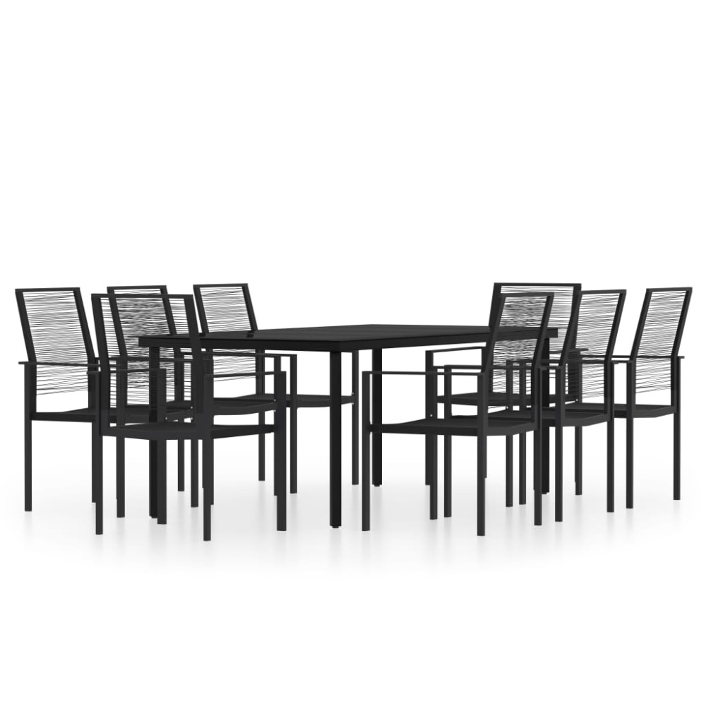 vidaXL Set mobilier de grădină, 9 piese, negru