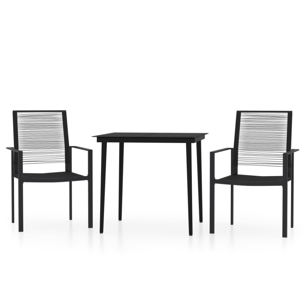 vidaXL Set mobilier de grădină, 3 piese, negru